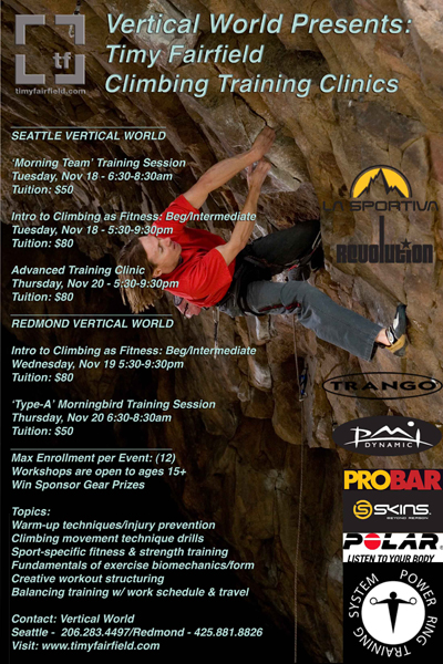 Vertical World Climbing Training Clinic Event Promo Poster
